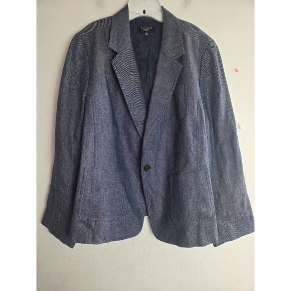 NWOT Talbots Women Blue Grey 100% Linen 1 Button Single Breasted Blazer size 20W - Picture 5 of 9